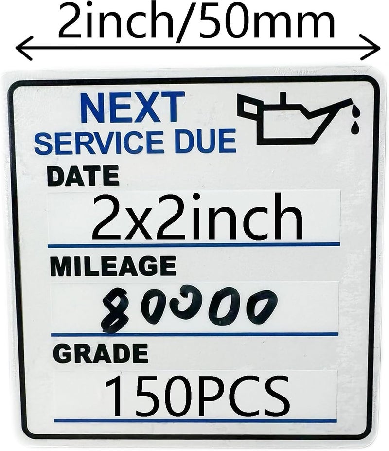 Chardime Oil Change Stickers，150pcs 2x2 inch Oil Change Stickers for windscreen - Easy to use and Remove - Image 2